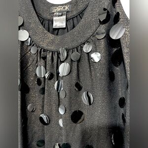 LaRok Mini Dress with Sequins in Black Bronze Metallic Size Small